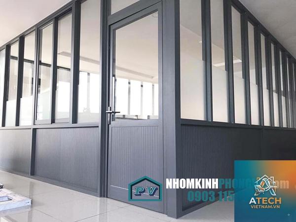 cách làm vách ngăn văn phòng nhôm kính