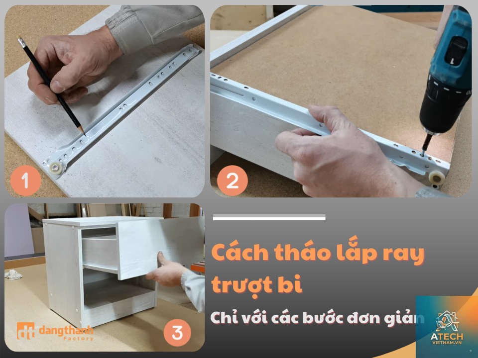 cách lắp ray trượt cho tủ