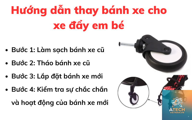 cách thay bánh xe cho xe đẩy - Hình 3