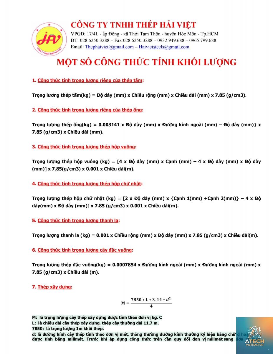 công thức tính trọng lượng thép hộp - Hình 5