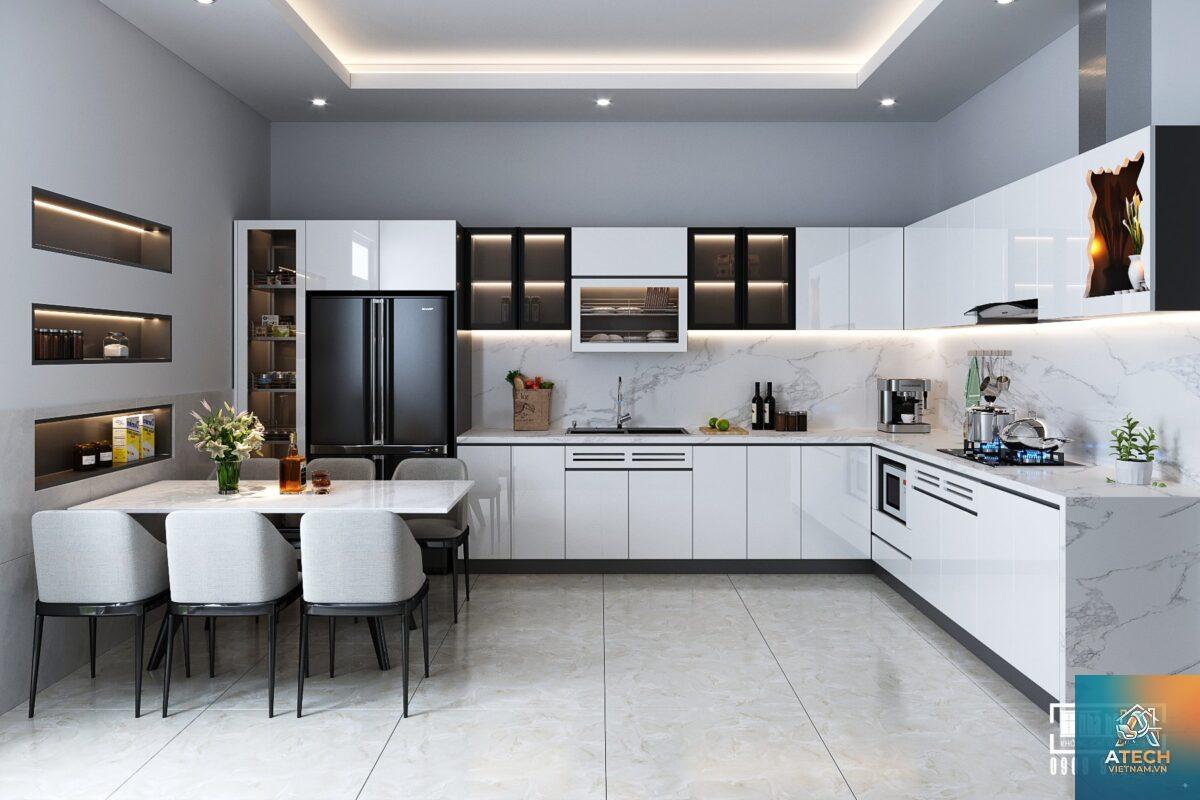 thiết kế bếp biệt thự chữ L - Hình 3