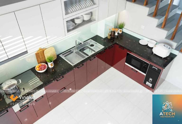 thiết kế bếp biệt thự chữ L - Hình 4