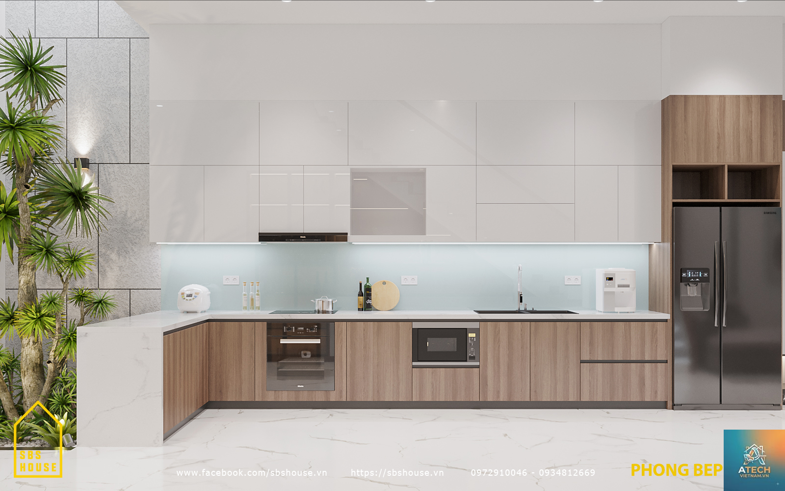 thiết kế bếp biệt thự chữ L - Hình 5