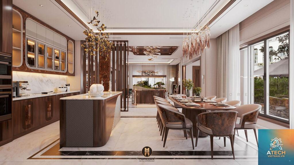 thiết kế bếp biệt thự mở