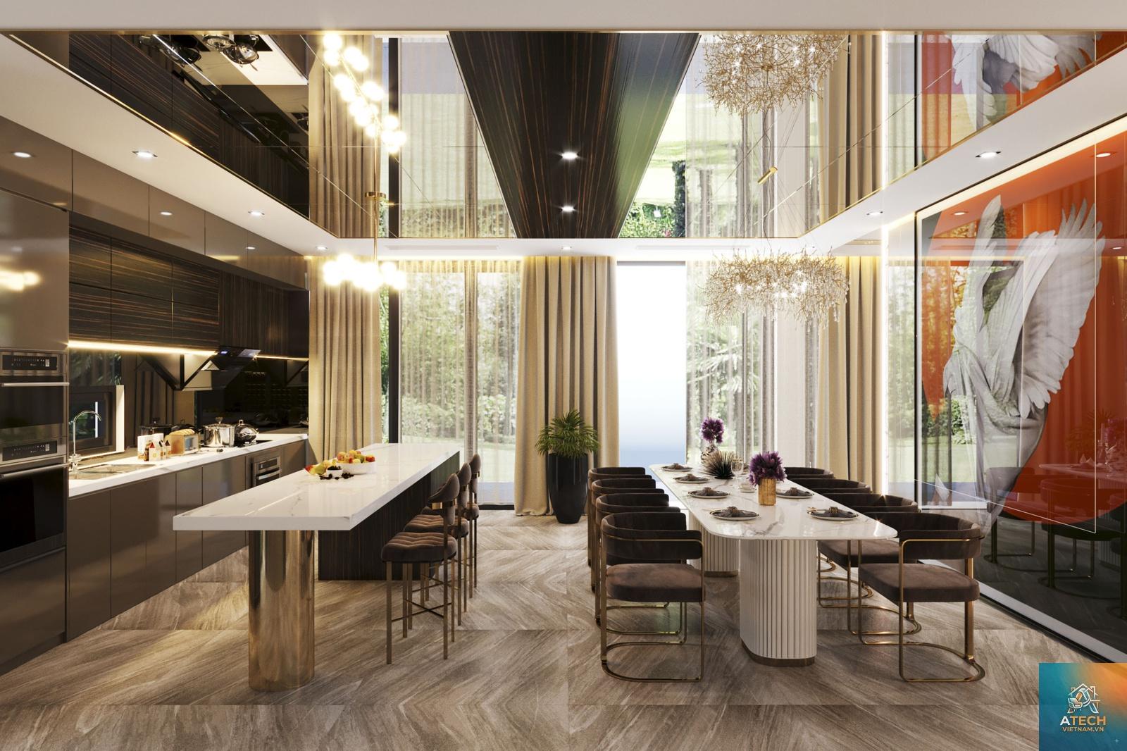 thiết kế bếp biệt thự mở - Hình 3