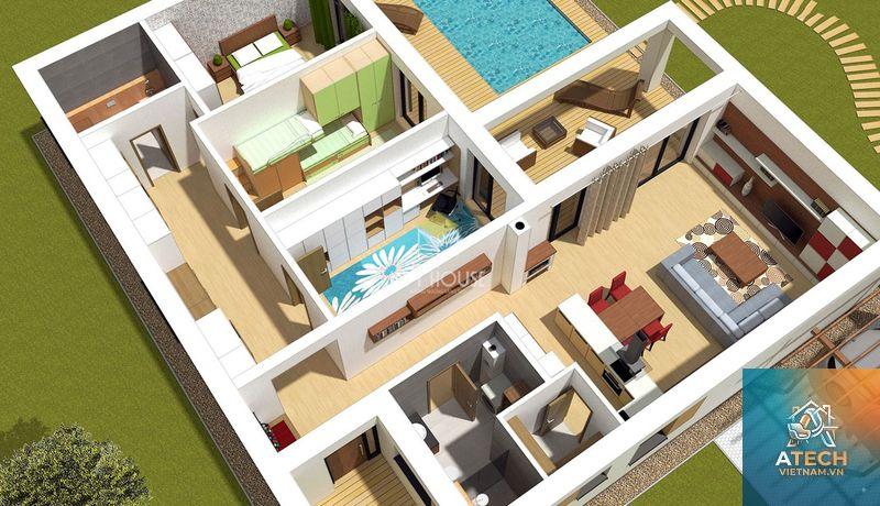 thiết kế nội thất biệt thự chữ L