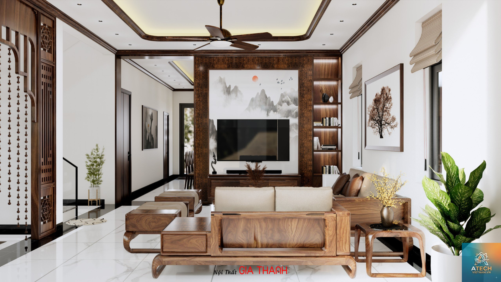 thiết kế nội thất biệt thự mái nhật - Hình 2