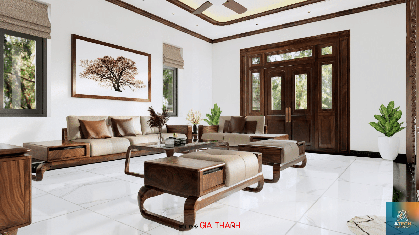 thiết kế nội thất biệt thự mái nhật - Hình 4