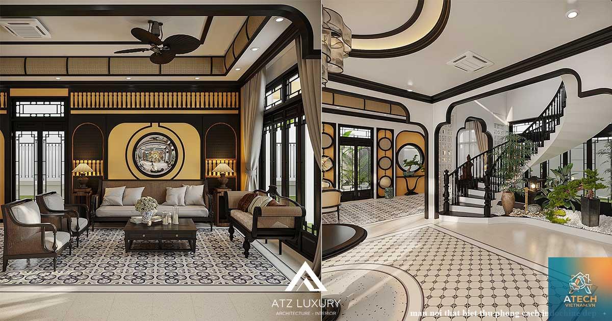 thiết kế nội thất biệt thự phong cách indochine sang trọng - Hình 3