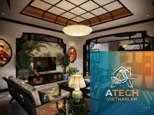 thiết kế nội thất biệt thự phong cách indochine sang trọng