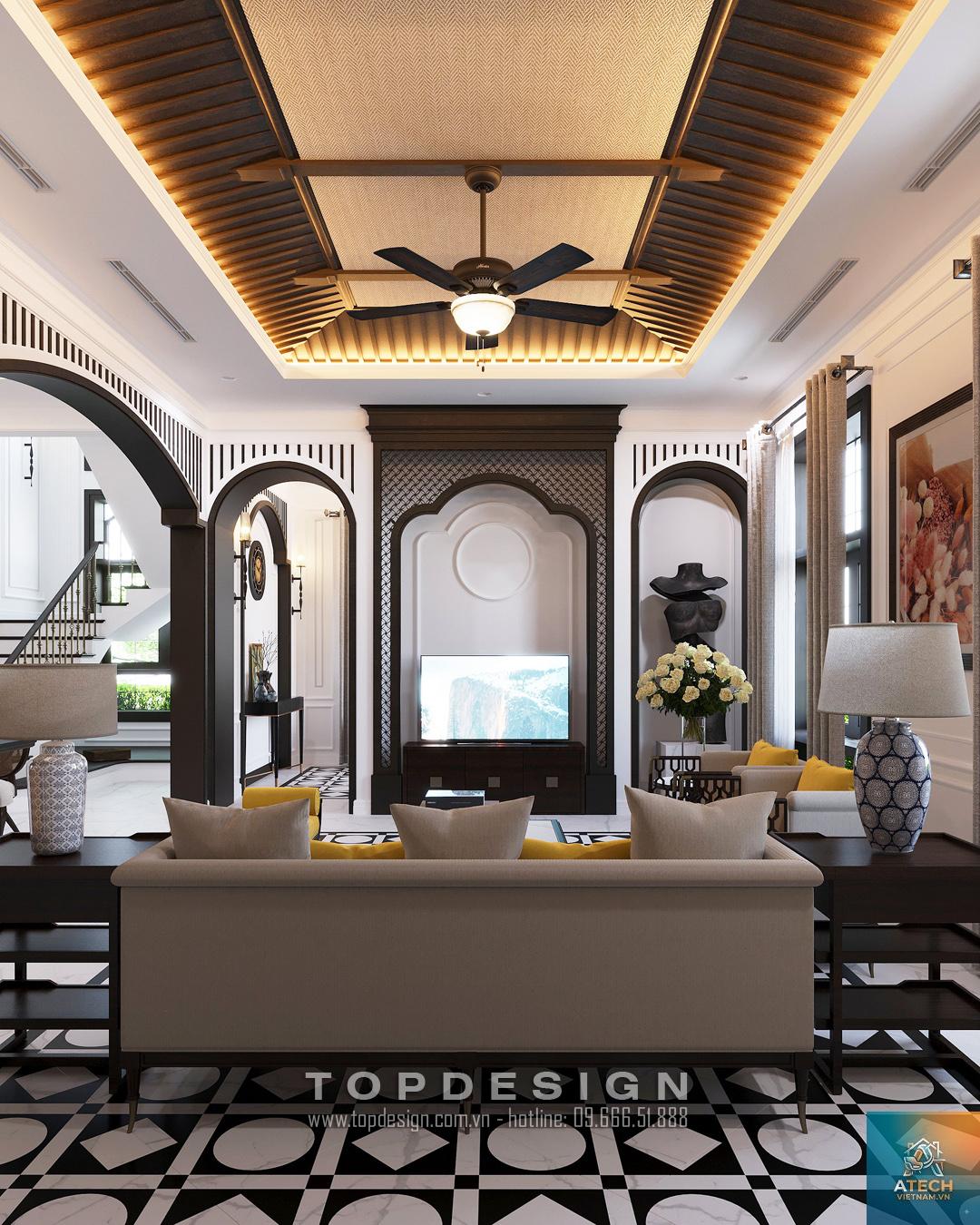 thiết kế nội thất biệt thự phong cách indochine sang trọng - Hình 5
