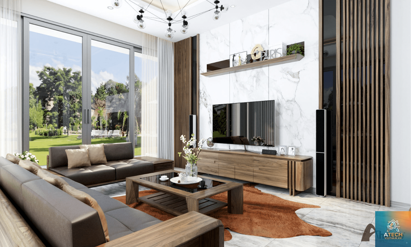 thiết kế nội thất biệt thự view sân vườn - Hình 5