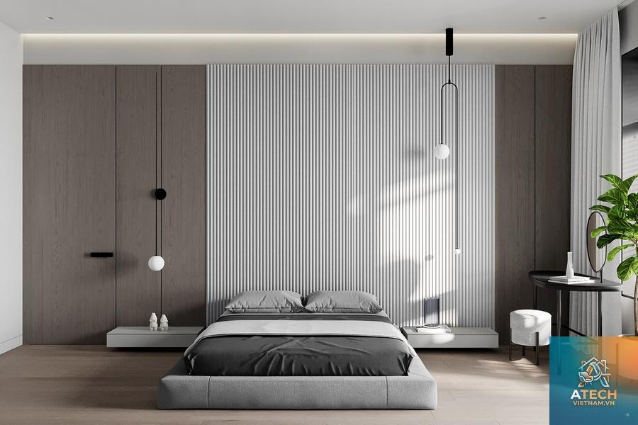 thiết kế phòng ngủ biệt thự tối giản