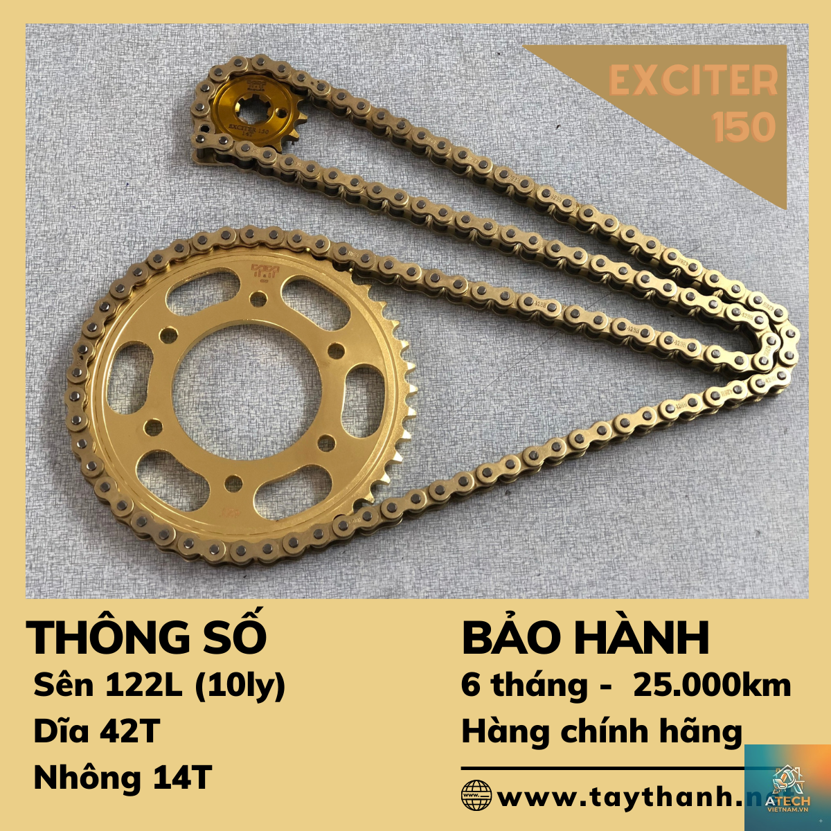 thông số nhông sên dĩa exciter - Hình 2
